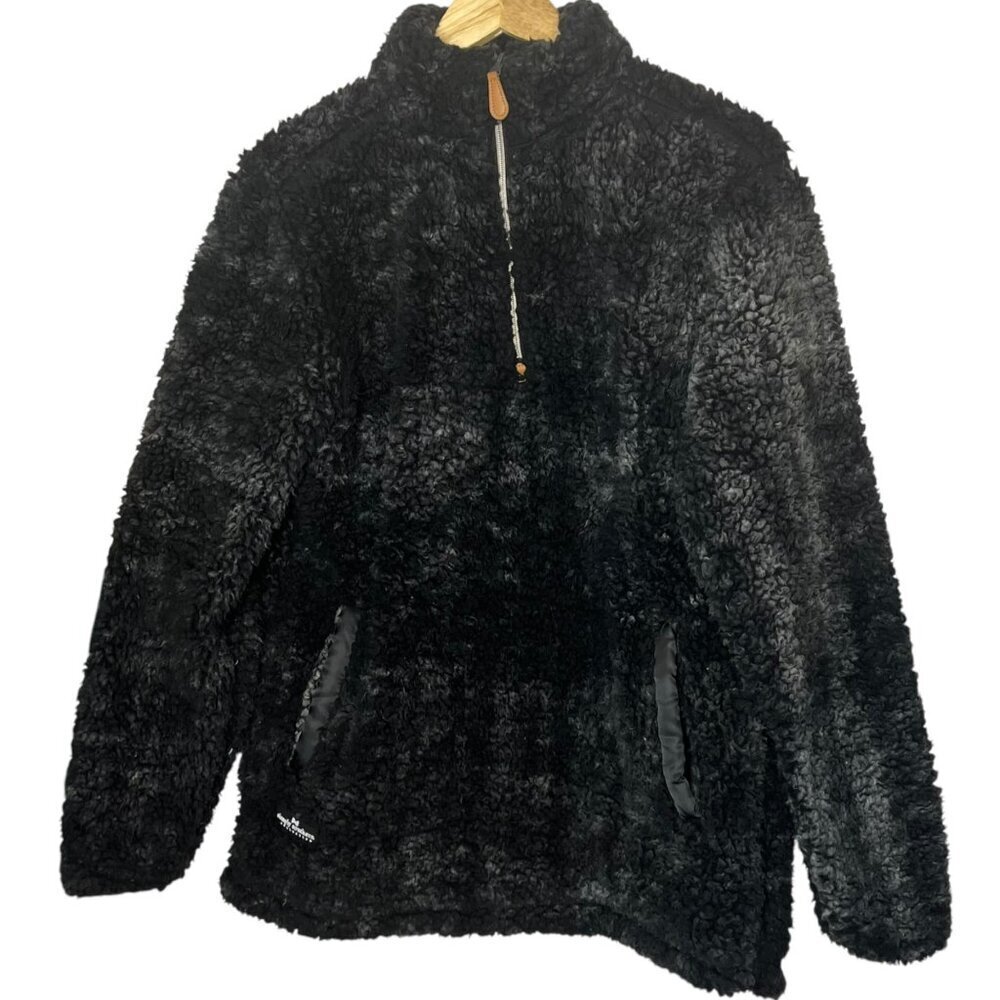 Simply‎ Southern Women's S 1/2 Zip Teddy Sherpa Pullover Black Warm Cozy Soft
